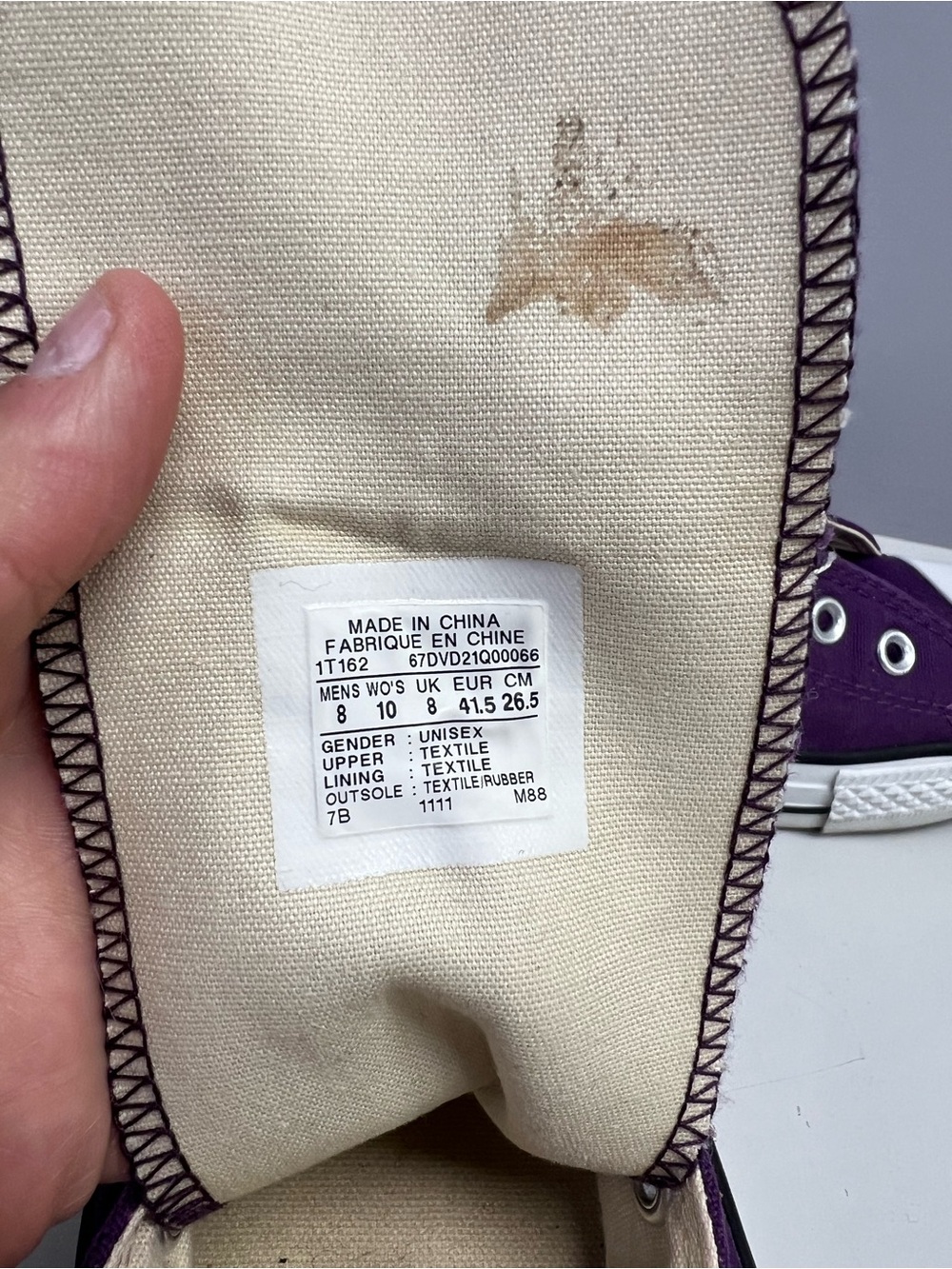 Converse High Top Sneakers in Deep Purple Men 8 Women 10 - Picture 8 of 10